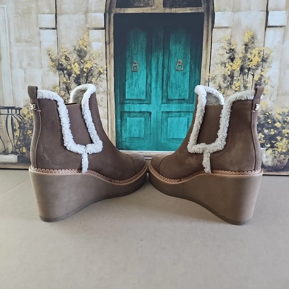 Sam Edelman Womens Reagan Tan Suede Wedge Boots Shoes‎ 8M